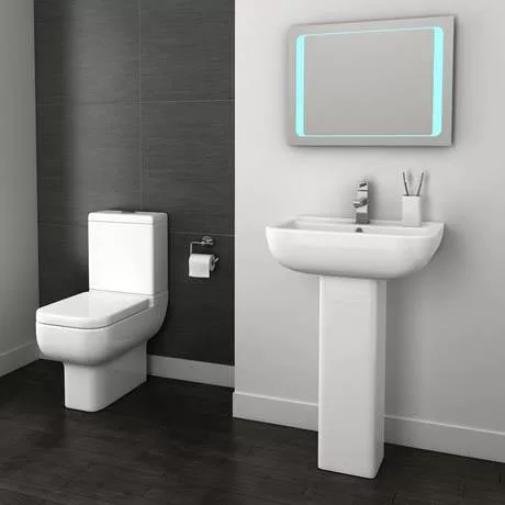 Pro 600 Modern Short Projection Basin & Pedestal (550mm Wide - 1 Tap Hole) 2 Pro 600 Modern Short Projection Basin & Pedestal (550mm Wide - 1 Tap Hole) - Image 2