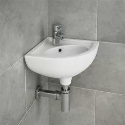 RAK Compact Corner Basin - 1 or 2 Tap Hole Option