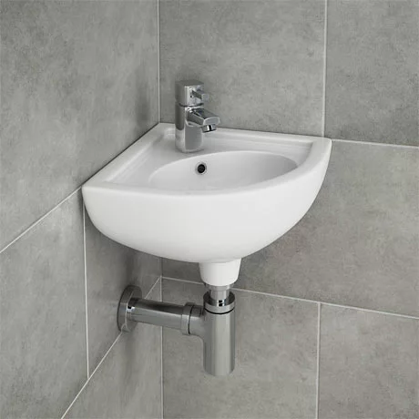 RAK Compact Corner Basin - 1 or 2 Tap Hole Option 1 RAK Compact Corner Basin - 1 or 2 Tap Hole Option