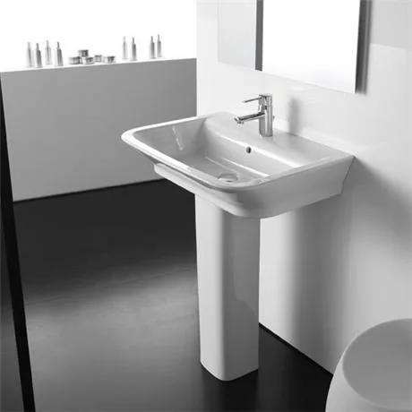 Roca - The Gap 650mm 1 tap hole basin with full pedestal 2 Roca - The Gap 650mm 1 tap hole basin with full pedestal - Image 2
