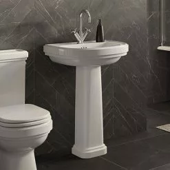 Burlington Riviera 580mm D-Shape Basin + Full Pedestal
