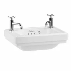 Burlington Riviera 450mm 2TH Wall Hung Cloakroom Basin -Cheap Basins Store RIV8 2TH D4 460