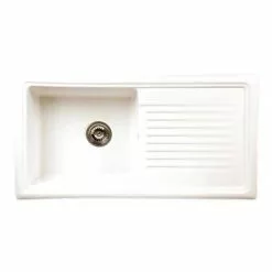 Reginox White Ceramic 1.0 Bowl Kitchen Sink + Mixer Tap -Cheap Basins Store RL304CW ELBE nw d3 460