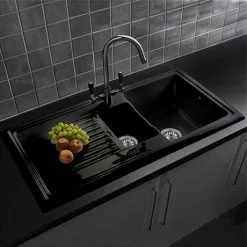 Reginox Traditional Black Ceramic 1.5 Bowl Kitchen Sink
