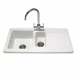 Reginox Contemporary White Ceramic 1.5 Bowl Kitchen Sink - RL501CW