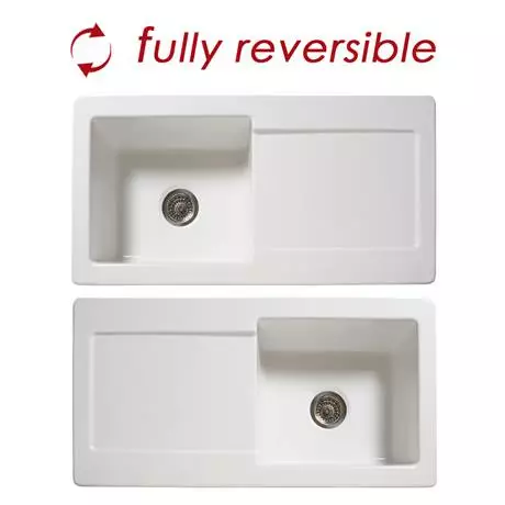 Reginox Contemporary White Ceramic 1.0 Bowl Kitchen Sink RL504CW + Tap 2 Reginox Contemporary White Ceramic 1.0 Bowl Kitchen Sink RL504CW + Tap - Image 2
