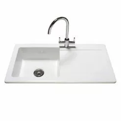 Reginox Contemporary White Ceramic 1.0 Bowl Kitchen Sink - RL504CW