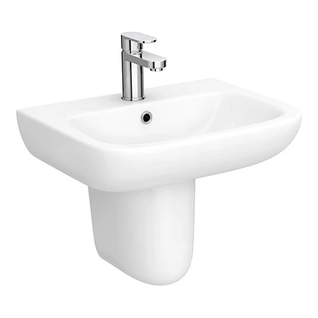 Nuie Renoir Compact Basin & Semi Pedestal - 1 Tap Hole 1 Nuie Renoir Compact Basin & Semi Pedestal - 1 Tap Hole