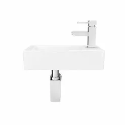 Rondo Wall Hung Small Cloakroom Basin 1TH - 365 x 180mm -Cheap Basins Store RWHSCB n d2 460
