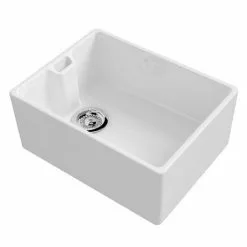 Reginox Contemporary White Ceramic Belfast Kitchen Sink + Waste