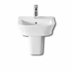 Roca - The Gap 450mm 1 tap hole cloakroom basin with semi pedestal