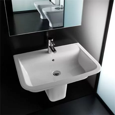 Roca - The Gap 650mm 1 tap hole basin with semi pedestal 2 Roca - The Gap 650mm 1 tap hole basin with semi pedestal - Image 2