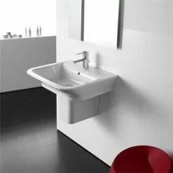 Roca - The Gap 650mm 1 tap hole basin with semi pedestal 6 Roca - The Gap 650mm 1 tap hole basin with semi pedestal -Cheap Basins Store Roca The Gap 650mm 1 tap hole basin with semi pedestal d2 375
