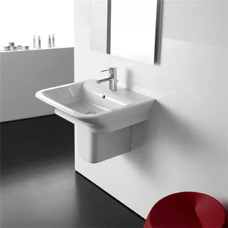 Roca - The Gap 650mm 1 tap hole basin with semi pedestal 3 Roca - The Gap 650mm 1 tap hole basin with semi pedestal - Image 3