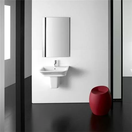 Roca - The Gap 650mm 1 tap hole basin with semi pedestal 4 Roca - The Gap 650mm 1 tap hole basin with semi pedestal - Image 4
