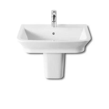 Roca - The Gap 550mm 1 tap hole basin with semi pedestal 1 Roca - The Gap 550mm 1 tap hole basin with semi pedestal