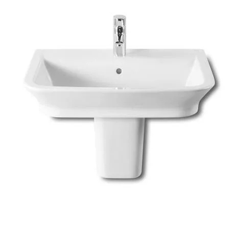 Roca - The Gap 650mm 1 tap hole basin with semi pedestal 1 Roca - The Gap 650mm 1 tap hole basin with semi pedestal