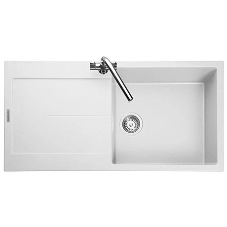 Rangemaster Scoria 1000 x 500mm Igneous Crystal White 1.0 Bowl Inset Sink - SCO1051CW 1 Rangemaster Scoria 1000 x 500mm Igneous Crystal White 1.0 Bowl Inset Sink - SCO1051CW