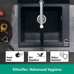 Hansgrohe S510-U660 1.0 Bowl Undermount Kitchen Sink - Graphite Black - 43432170 -Cheap Basins Store SilicaTec D3 460 5