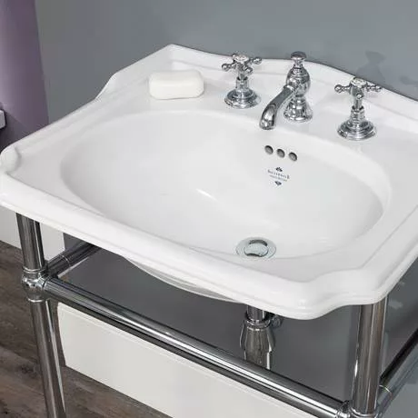 Silverdale Balasani 600mm Wide Basin with Chrome Stand 2 Silverdale Balasani 600mm Wide Basin with Chrome Stand - Image 2