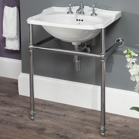 Silverdale Balasani 600mm Wide Basin with Chrome Stand 1 Silverdale Balasani 600mm Wide Basin with Chrome Stand