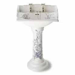 Silverdale Victorian Blue Garden Pattern 635mm Wide Basin with Full Pedestal -Cheap Basins Store Silverdale Victorian Blue Garden Pattern 635mm Wide Basin with Full Pedestal d2 460