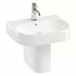 Britton Bathrooms Trim 500mm 1TH Basin with Semi Pedestal