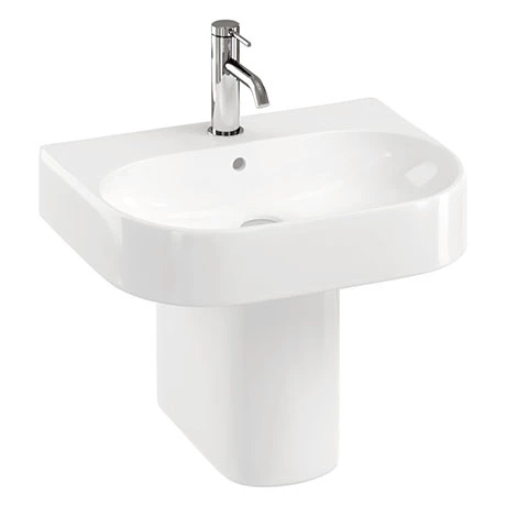 Britton Bathrooms Trim 500mm 1TH Basin with Semi Pedestal 1 Britton Bathrooms Trim 500mm 1TH Basin with Semi Pedestal