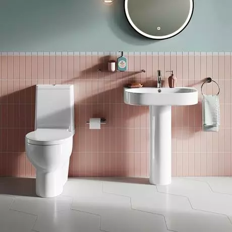 Britton Bathrooms Trim 600mm 1TH Basin with Full Pedestal 3 Britton Bathrooms Trim 600mm 1TH Basin with Full Pedestal - Image 3