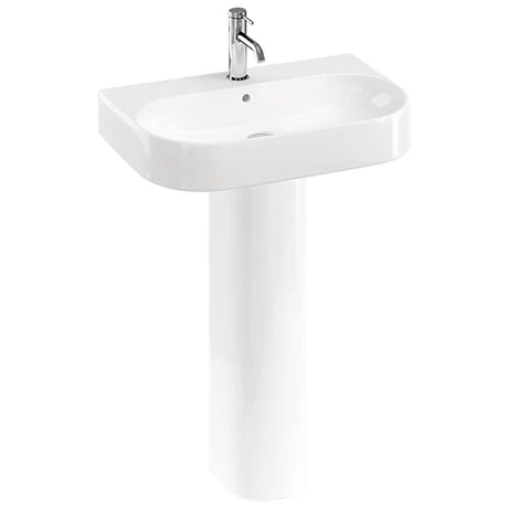 Britton Bathrooms Trim 600mm 1TH Basin with Full Pedestal 1 Britton Bathrooms Trim 600mm 1TH Basin with Full Pedestal