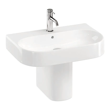 Britton Bathrooms Trim 600mm 1TH Basin with Semi Pedestal 1 Britton Bathrooms Trim 600mm 1TH Basin with Semi Pedestal