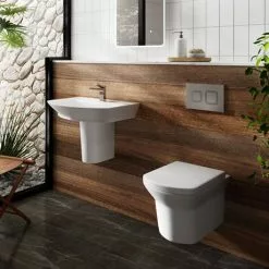 Hudson Reed Maya Basin 1TH + Semi Pedestal (3 Size Options) -Cheap Basins Store UABSP d3 460