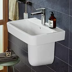 Villeroy and Boch O.novo Square 1TH Washbasin + Semi Pedestal