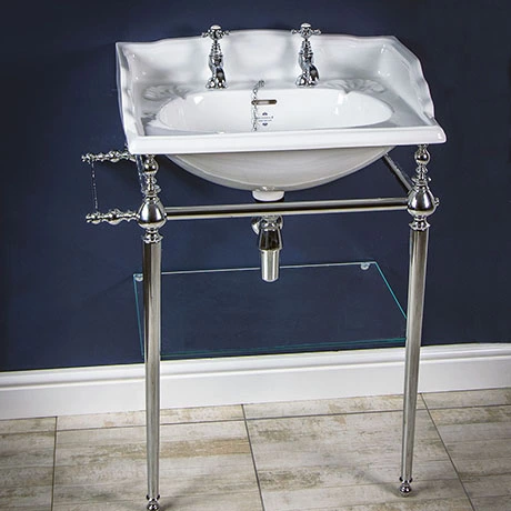 Silverdale Victorian 635mm Wide Basin with Chrome Stand 1 Silverdale Victorian 635mm Wide Basin with Chrome Stand