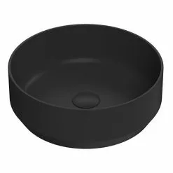 Venice Matt Black Round Counter Top Basin - 350mm Diameter