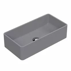 Venice Matt Grey Rectangular Counter Top Basin - 465 x 235mm