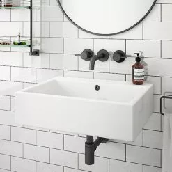 Kyoto Large Rectangular 600 x 460mm 0TH Wall Hung Basin