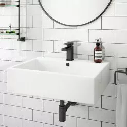 Kyoto Large Rectangular 600 x 460mm 1TH Wall Hung Basin