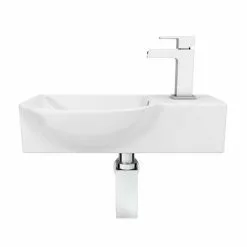 Valencia Wall Hung Basin (400mm Wide - Gloss White) -Cheap Basins Store VGW4 d3 460