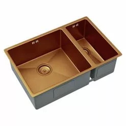 Venice 1.5 Bowl Brushed Copper Undermount Stainless Steel Kitchen Sink + Wastes -Cheap Basins Store VSNK007 D2 460