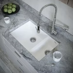 Venice 1.5 Bowl Matt White Undermount Composite Kitchen Sink