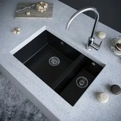 Venice 1.5 Bowl Matt Black Undermount Composite Kitchen Sink