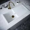 Venice 1.0 Bowl Matt White Composite Kitchen Sink + Chrome Waste