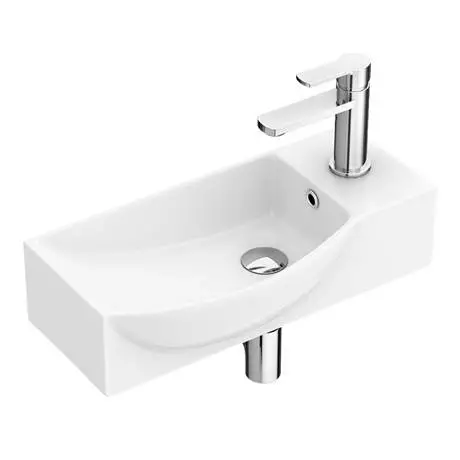 Valencia 500mm Mini Wall Hung Ceramic Basin 2 Valencia 500mm Mini Wall Hung Ceramic Basin - Image 2