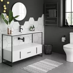 Venice 1200 Black Frame Basin Washstand incl. Solid Stone Basin -Cheap Basins Store VWS12 n d2 460
