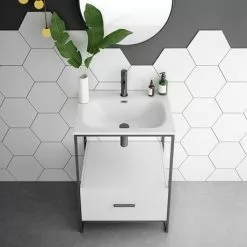 Venice 600 Black Frame Basin Washstand incl. Solid Stone Basin -Cheap Basins Store VWS6 detail1 460