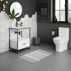 Venice 600 Black Frame Basin Washstand incl. Solid Stone Basin -Cheap Basins Store VWS6 n d2 460