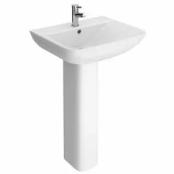 Venice Modern Short Projection Basin & Pedestal (550mm Wide - 1 Tap Hole)
