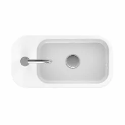 Crosswater Popolo 480 x 250mm (1TH) Wall Hung Cloakroom Basin - White Gloss -Cheap Basins Store WM4825SCW detail01 460