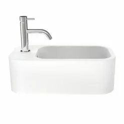 Crosswater Popolo 480 x 250mm (1TH) Wall Hung Cloakroom Basin - White Gloss